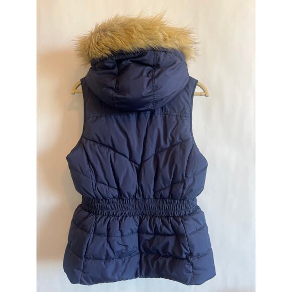 Banana Republic Faux Fur Puffer Quilted Winter Vest Blue Size Small - Picture 5 of 10